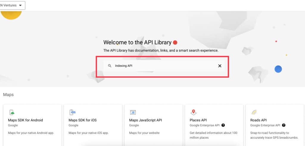Search indexing API