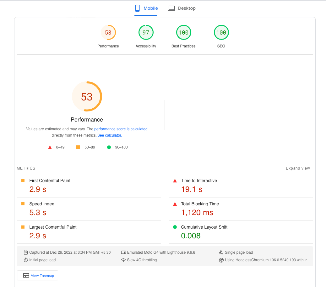 Lab Data - Core Web Vitals Metrics